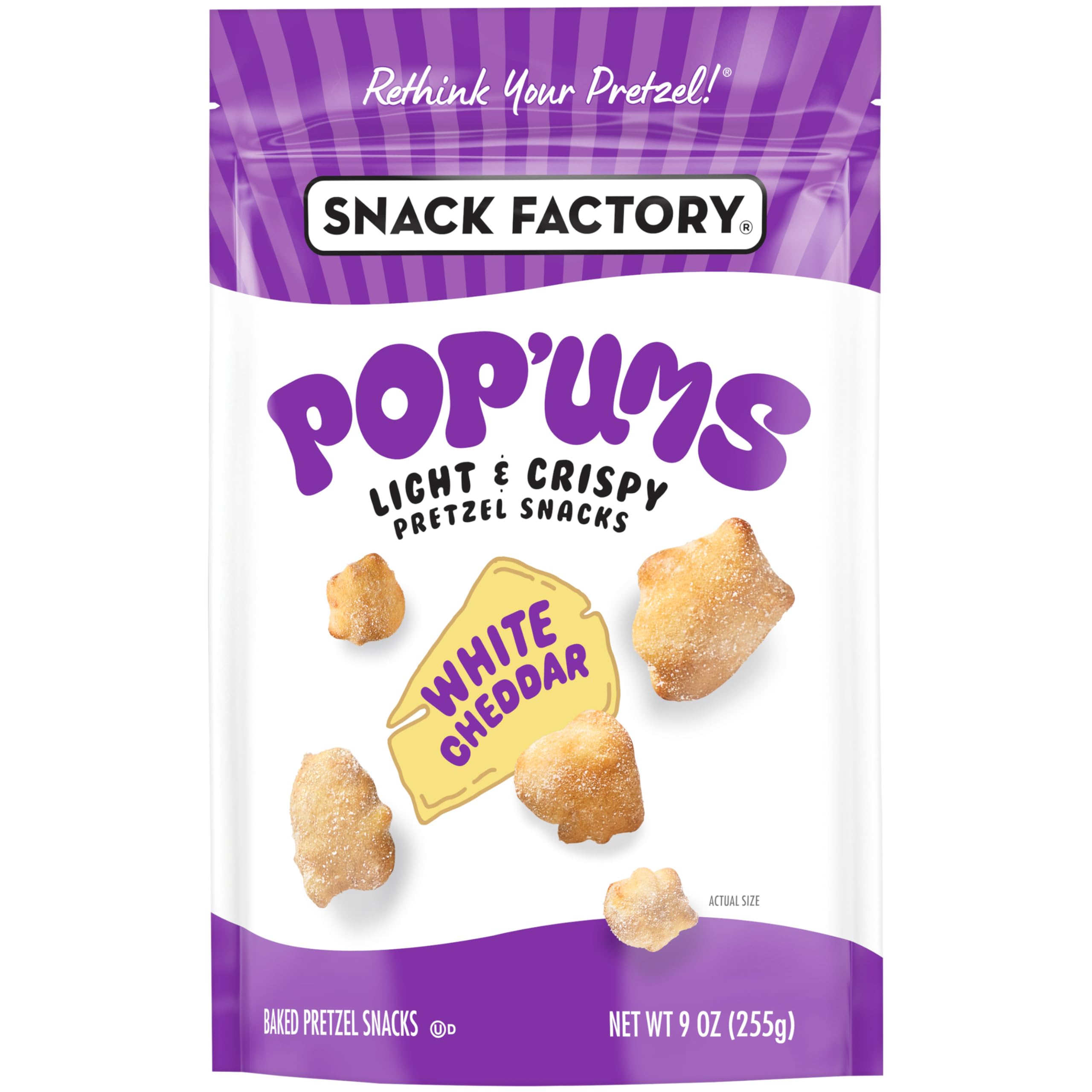 Snack Factory Pop’ums bag open for grab-and-go sharing.
