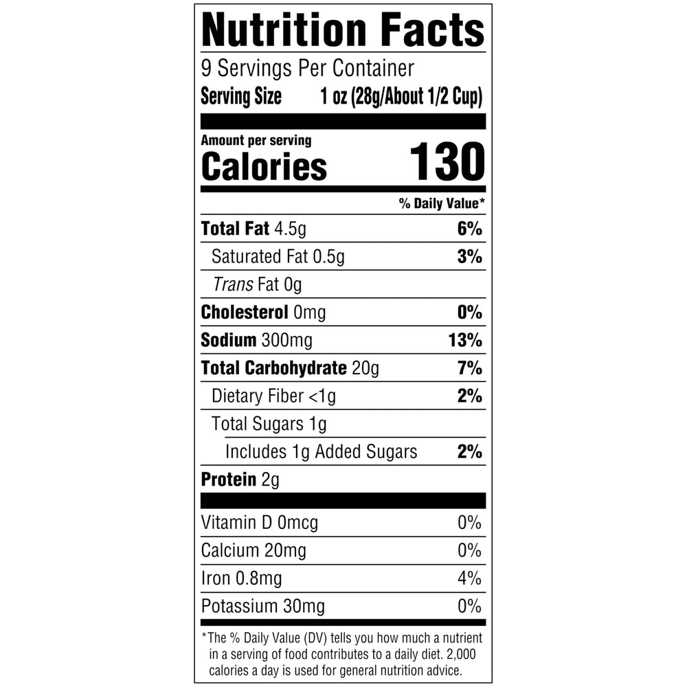 Snack Factory Pop’ums white cheddar bag back highlights cheese flavor and resealability.