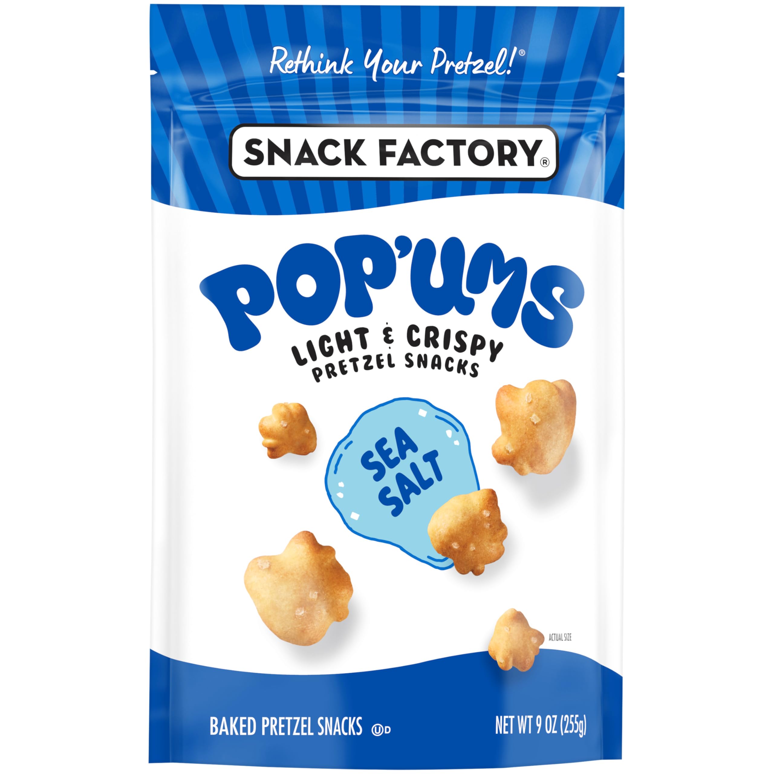 Snack Factory Pop'ums sea salt pretzel snacks being dipped for flavor exploration.