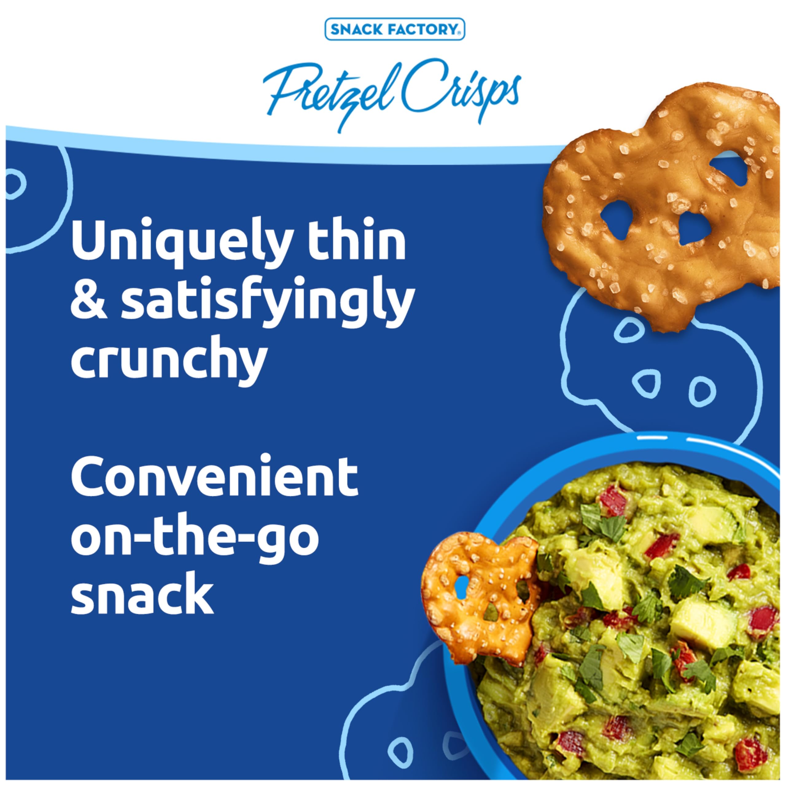 Snack Factory Pretzel Crisps Buffalo Wing flavor, bold spice for dipping
