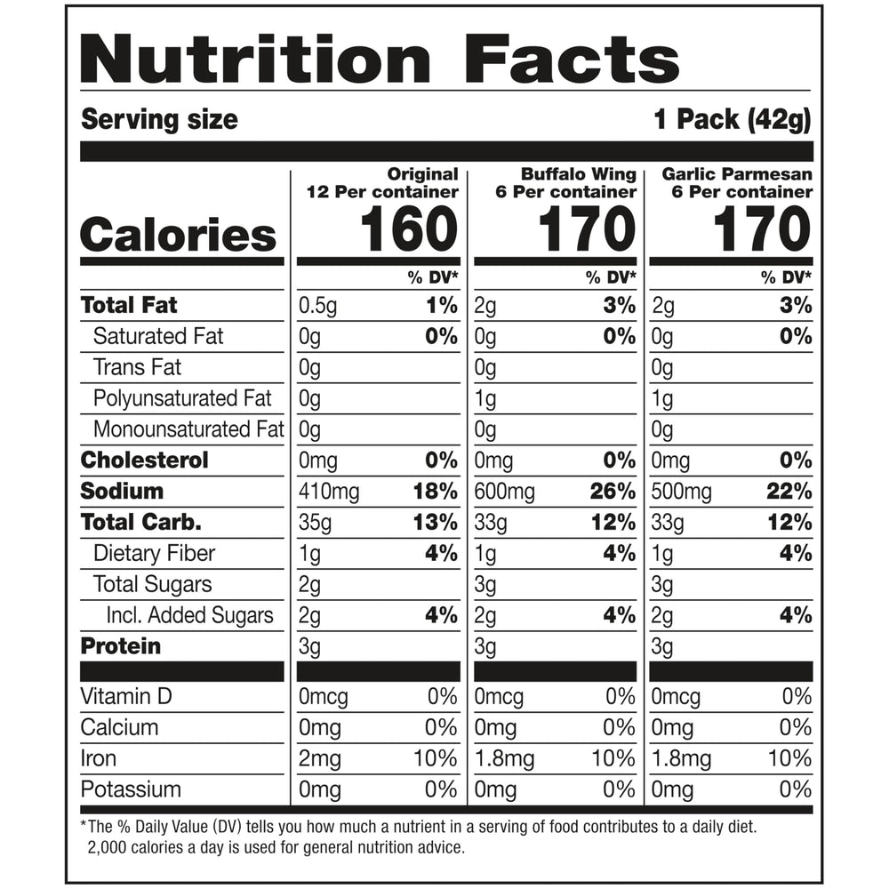 Snack Factory Pretzel Crisps Garlic Parmesan flavor, cheesy savory notes