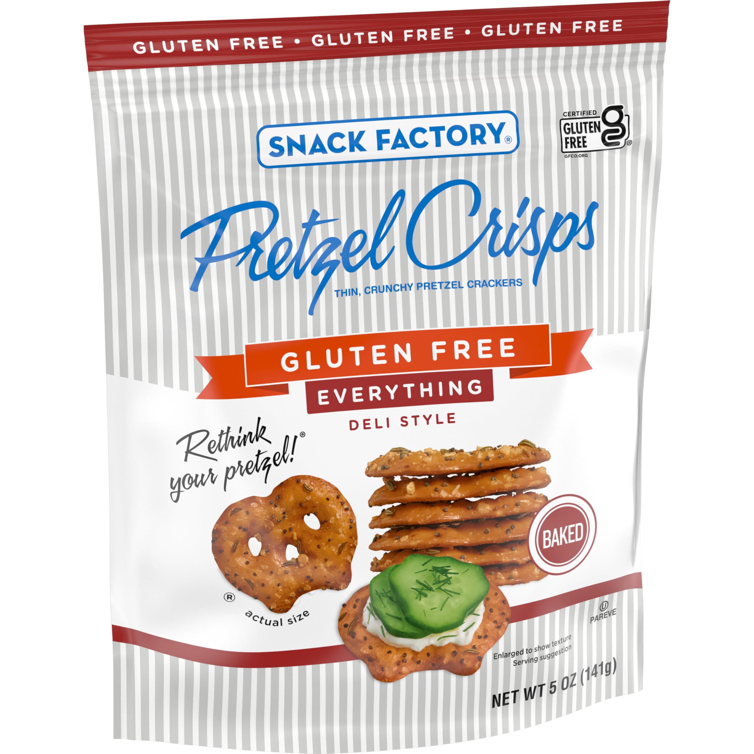 Snack Factory gluten free Everything Pretzel Crisps with cream cheese spread pairing idea