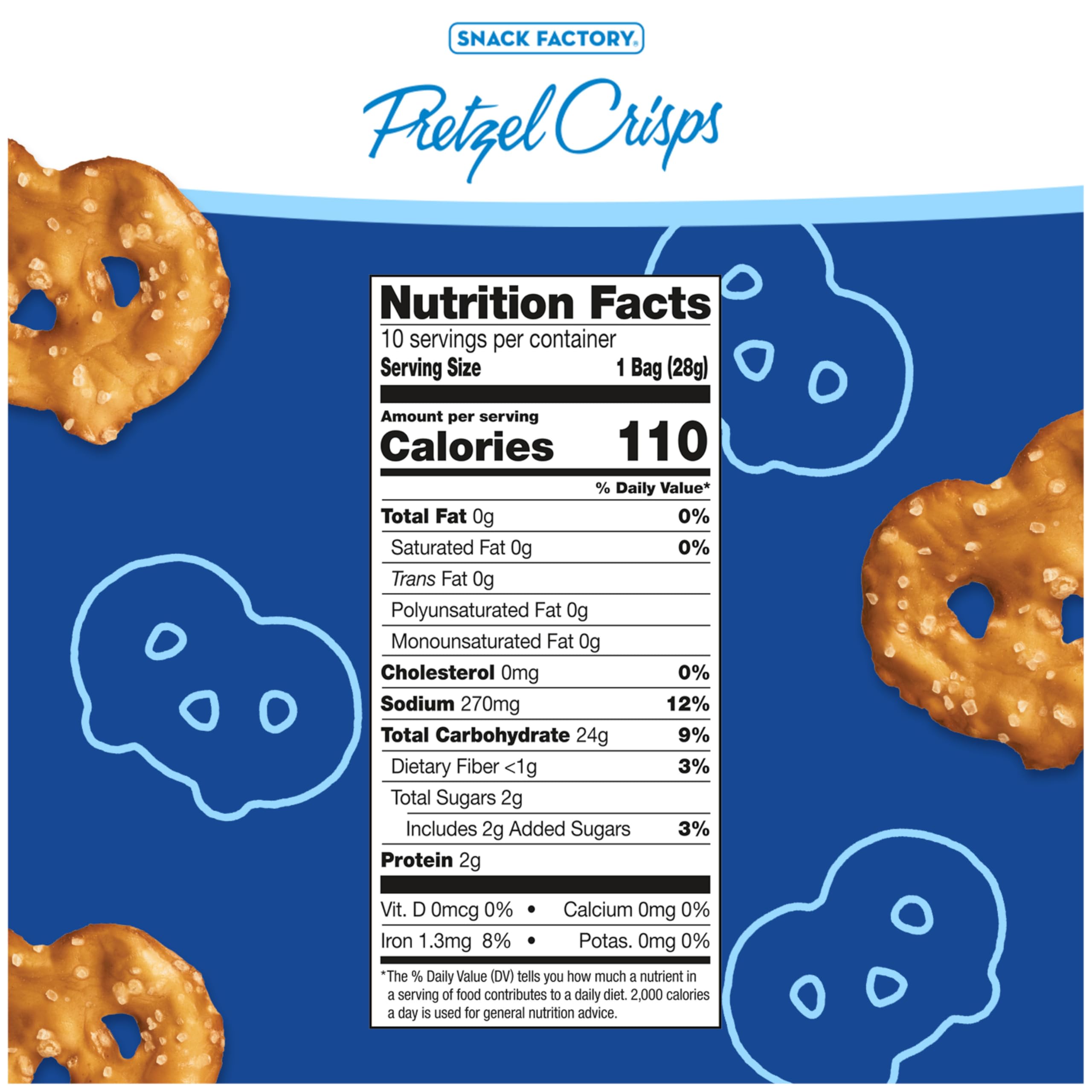 Close-up of Snack Factory Pretzel Crisps Original, ultra-crisp crackers ideal with dips.