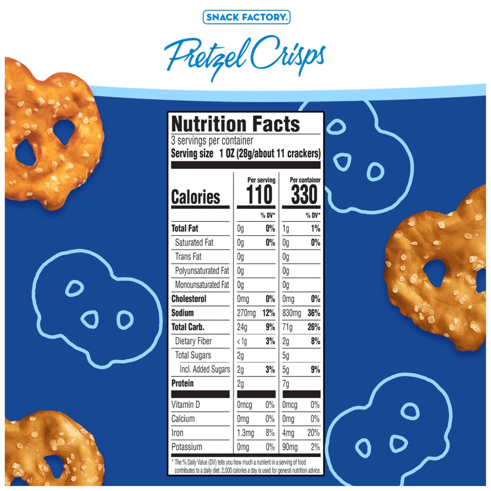 Snack Factory Pretzel Crisps Original close-up reveals thin, crispy texture ideal for dipping.