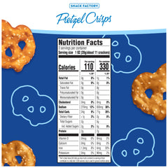 Snack Factory Pretzel Crisps Original close-up reveals thin, crispy texture ideal for dipping.