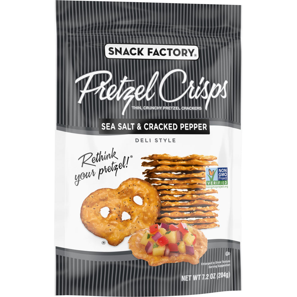 Snack Factory Pretzel Crisps on a party platter for guests.