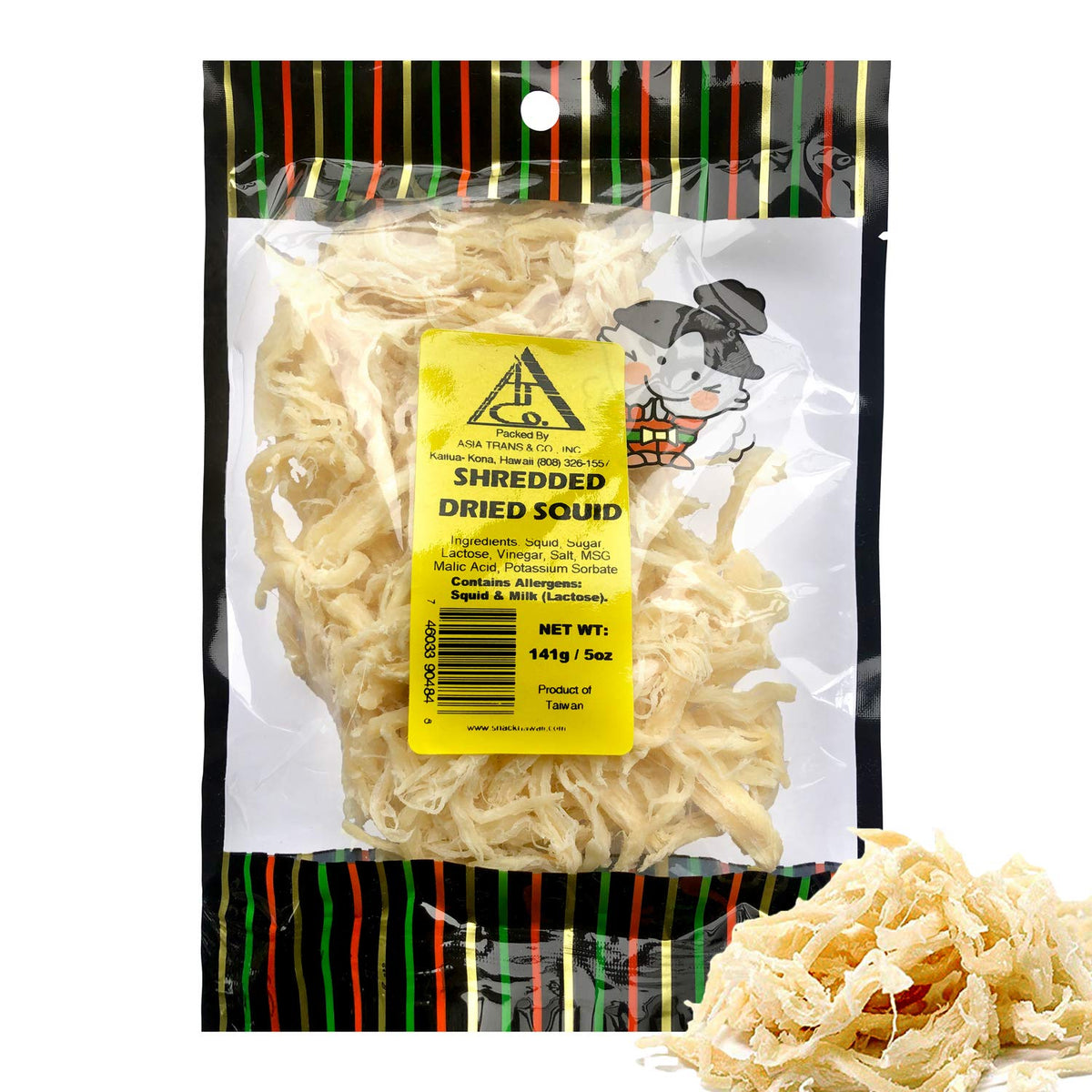 Snack Hawaii Saki Ika dried cuttlefish in bag, portable high-protein snack