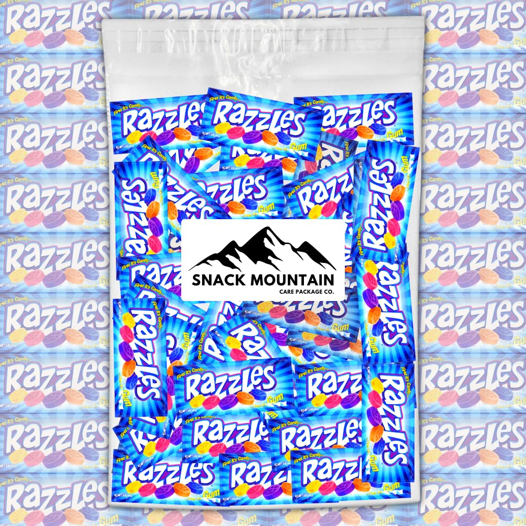 Snack Mountain fill-your-candy-dish setup with Razzles gum
