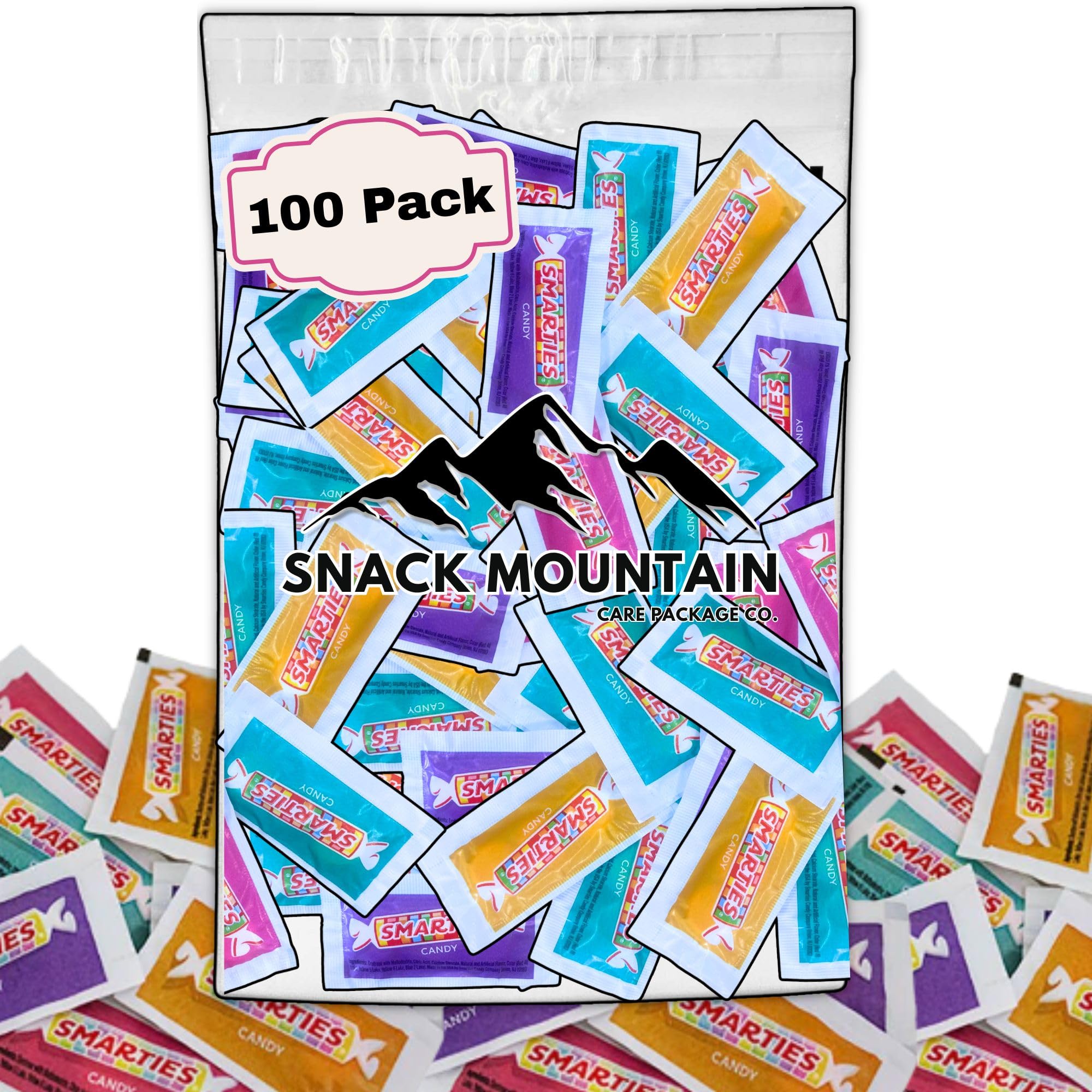 Snack Mountain Smarties Tart Candy bulk pack, individually wrapped for freshness and easy distribution.