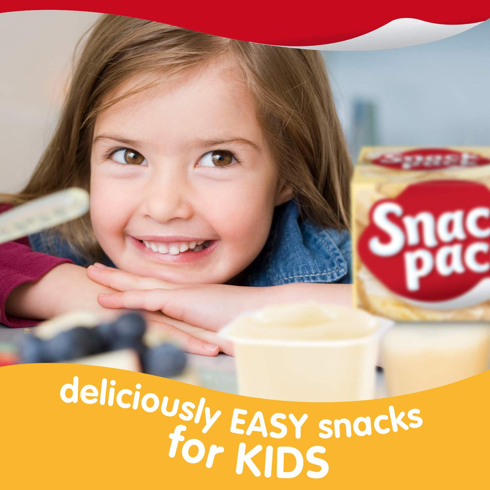 Snack Pack Banana Cream Pie pudding cups serving spoon, family dessert