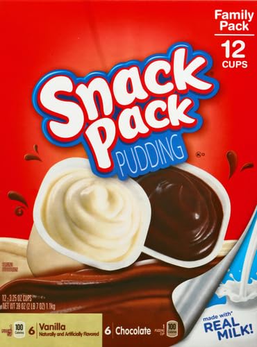 Snack Pack family-pack display on shelf, ready for snacks.