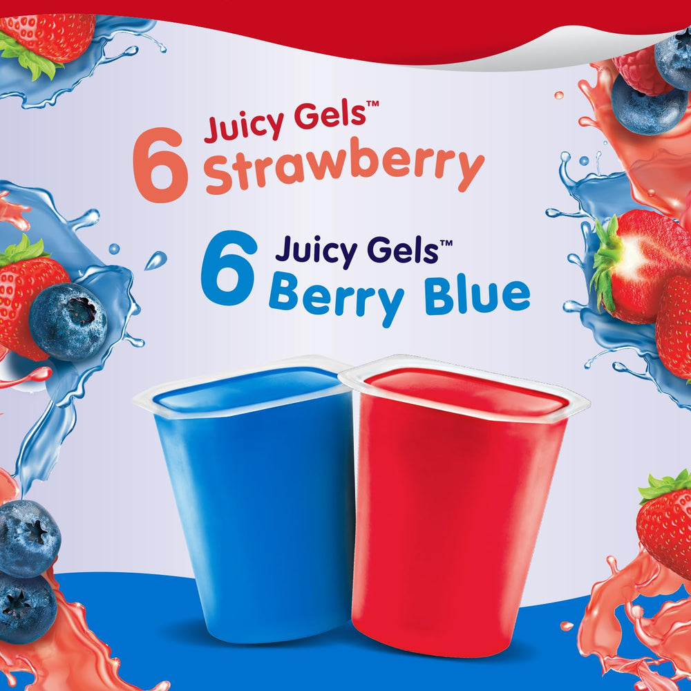 Close-up of Snack Pack Juicy Gels cup showing vibrant jelly colors