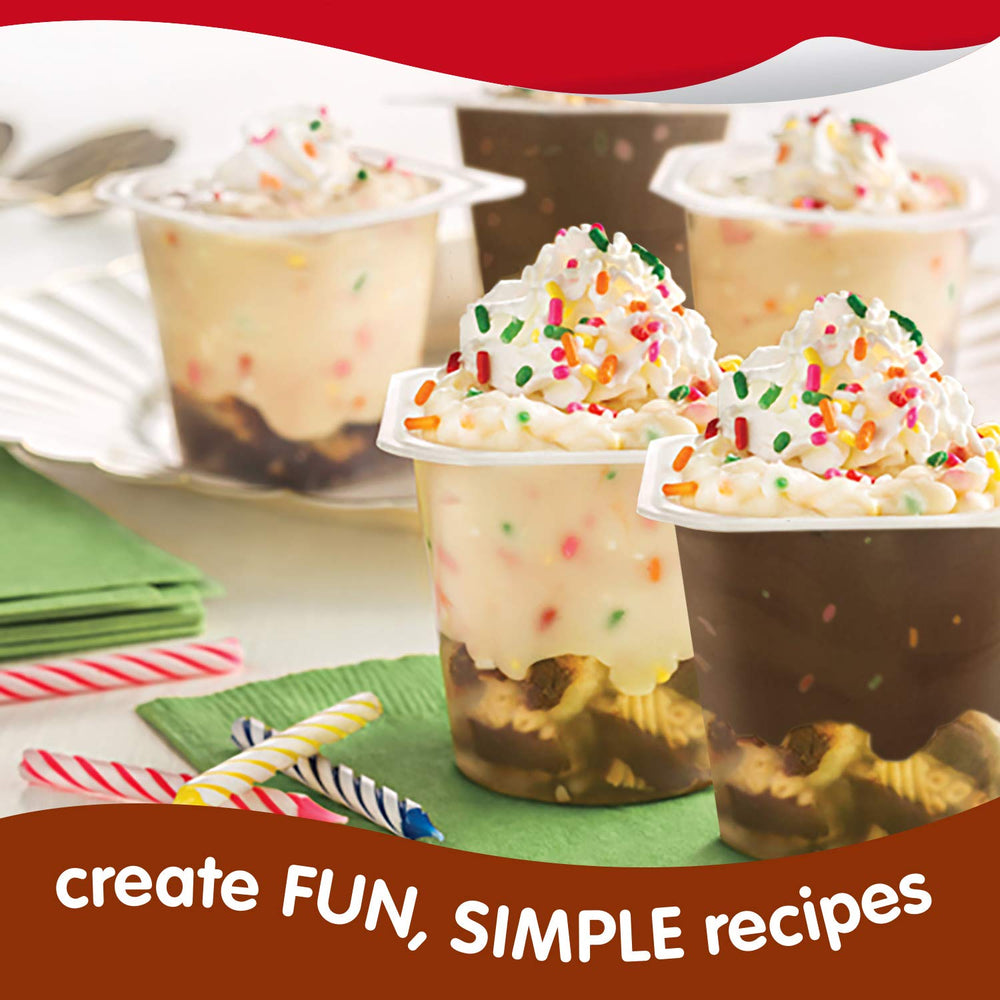 Snack Pack vanilla pudding creamy texture, smooth sweetness.
