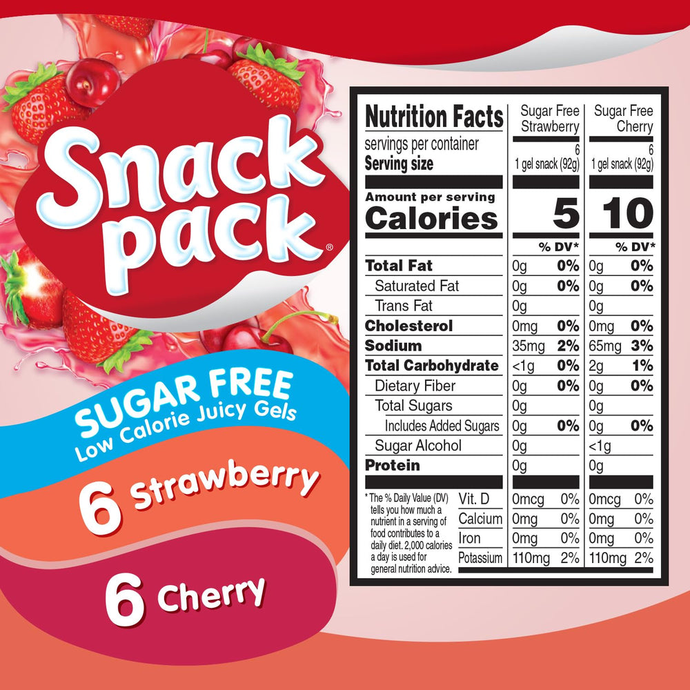 Snack Pack Zero Sugar Cherry Juicy Gels cups highlighted for a quick office snack