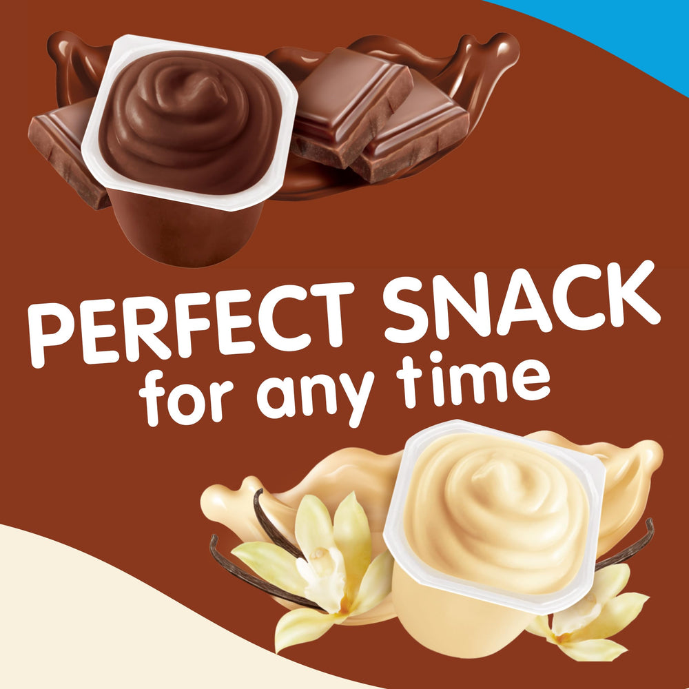 Snack Pack Zero Sugar chocolate pudding cup, rich texture.