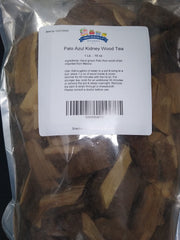 Snackadilly Palo Azul Tea packaging and blue sticks highlighting traditional herbal heritage.