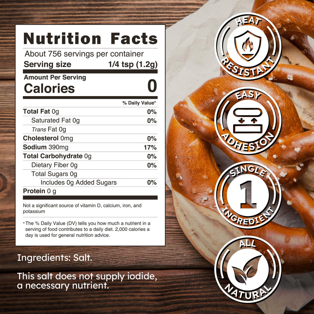 Snackathon all-natural salt delivers pure flavor with no additives for classic breads.