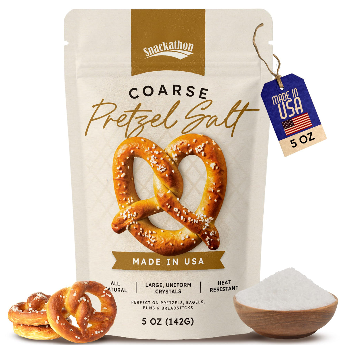 Snackathon coarse pretzel salt oven crystals for a visible salt finish on baked goods