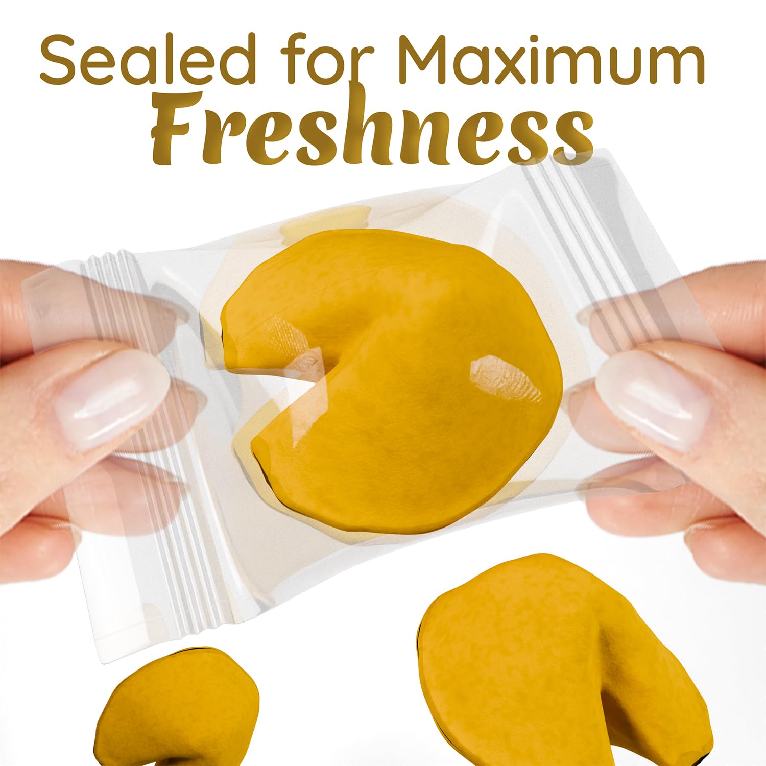 Snackathon fortune cookies in a stacked display for easy serving.