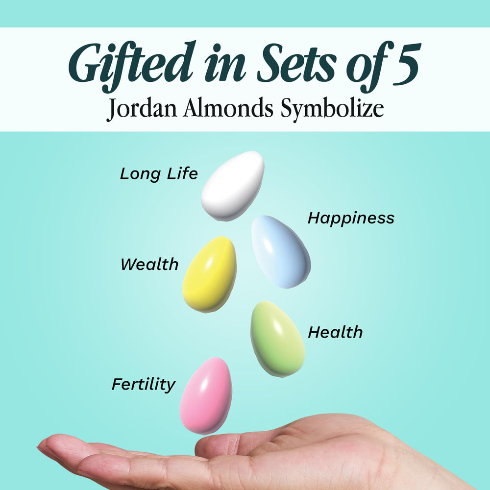 Snackathon Jordan Almonds wedding favors add timeless color.