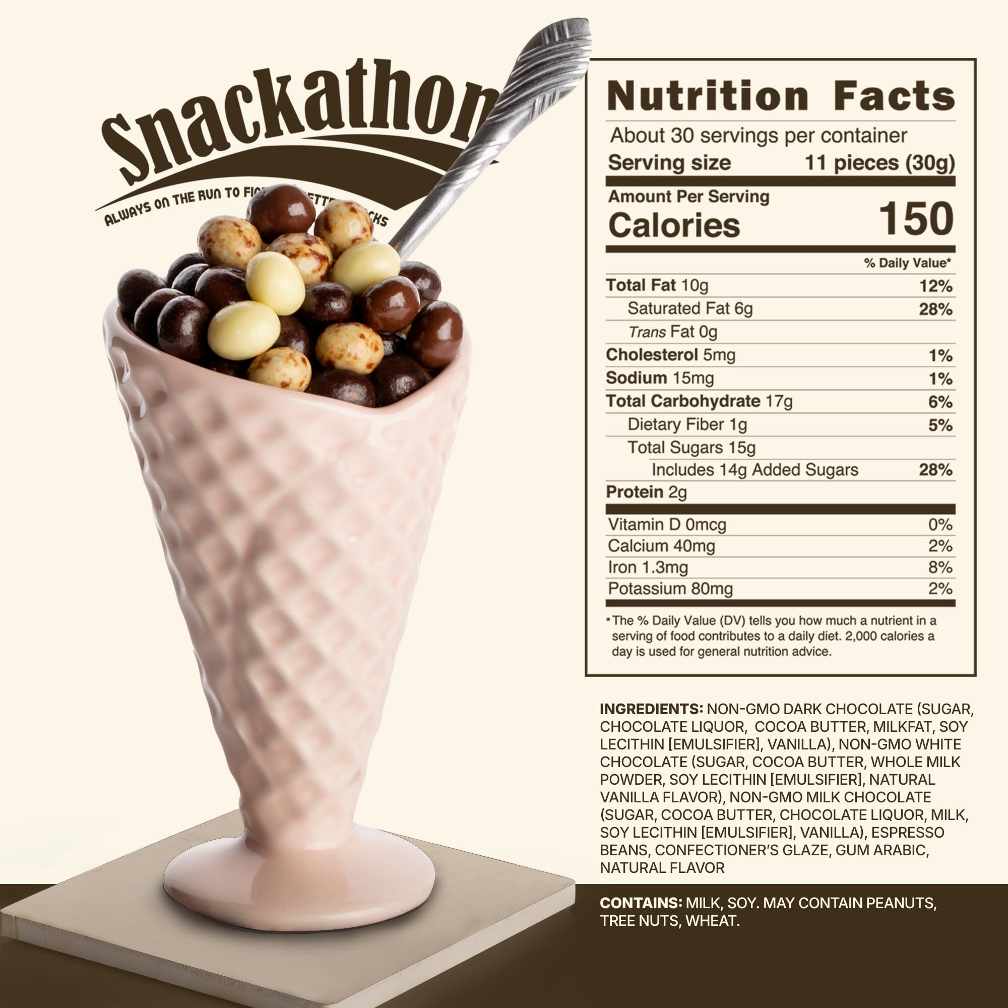 Snackathon milk chocolate espresso beans ideal for an afternoon pick-me-up