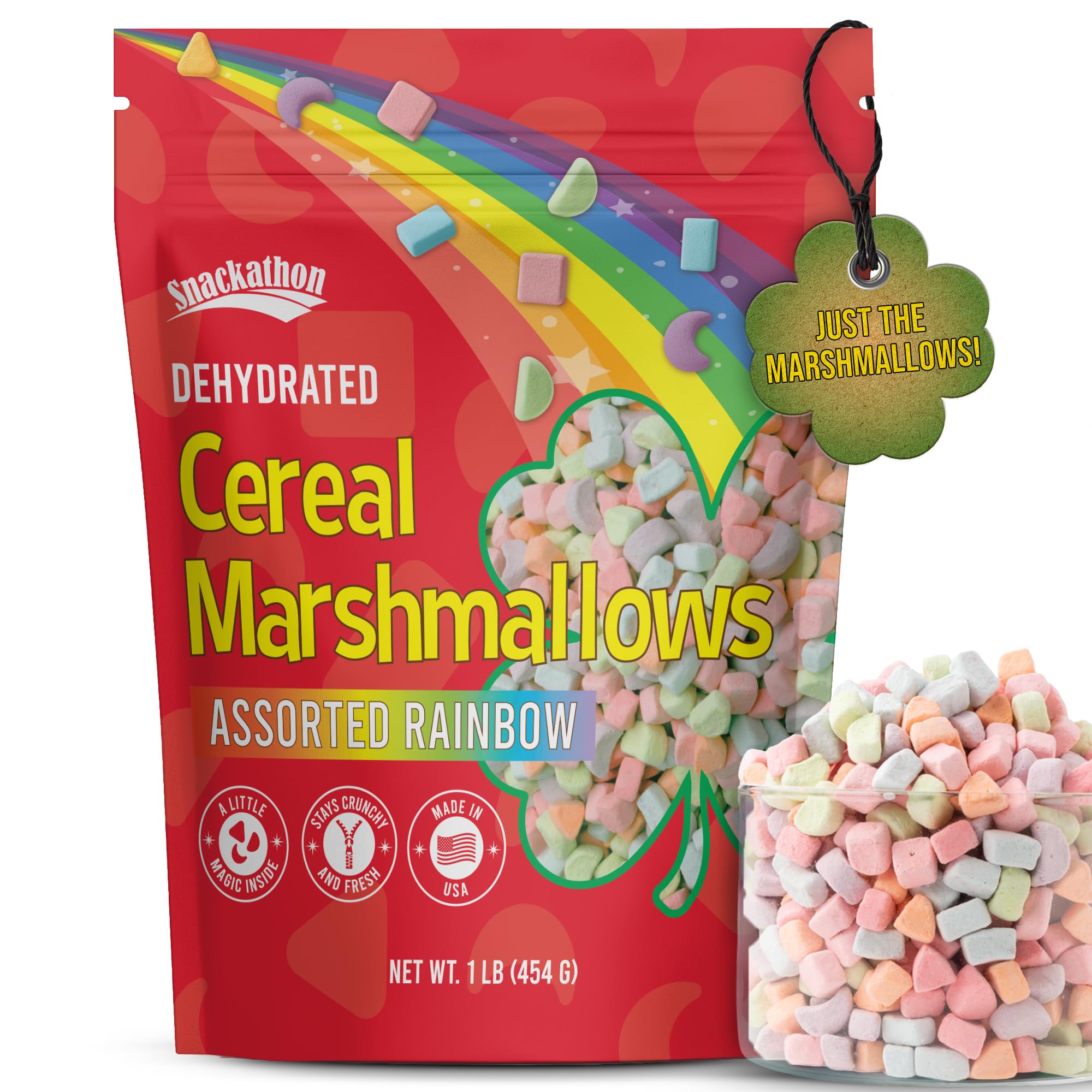 Snackathon rainbow mini marshmallows bits for cereals.