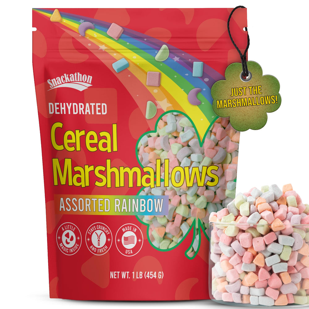Snackathon rainbow mini marshmallows bits for cereals.