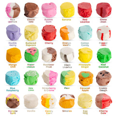 Snackathon Salt Water Taffy flavor swatch displays fruity and creamy options.