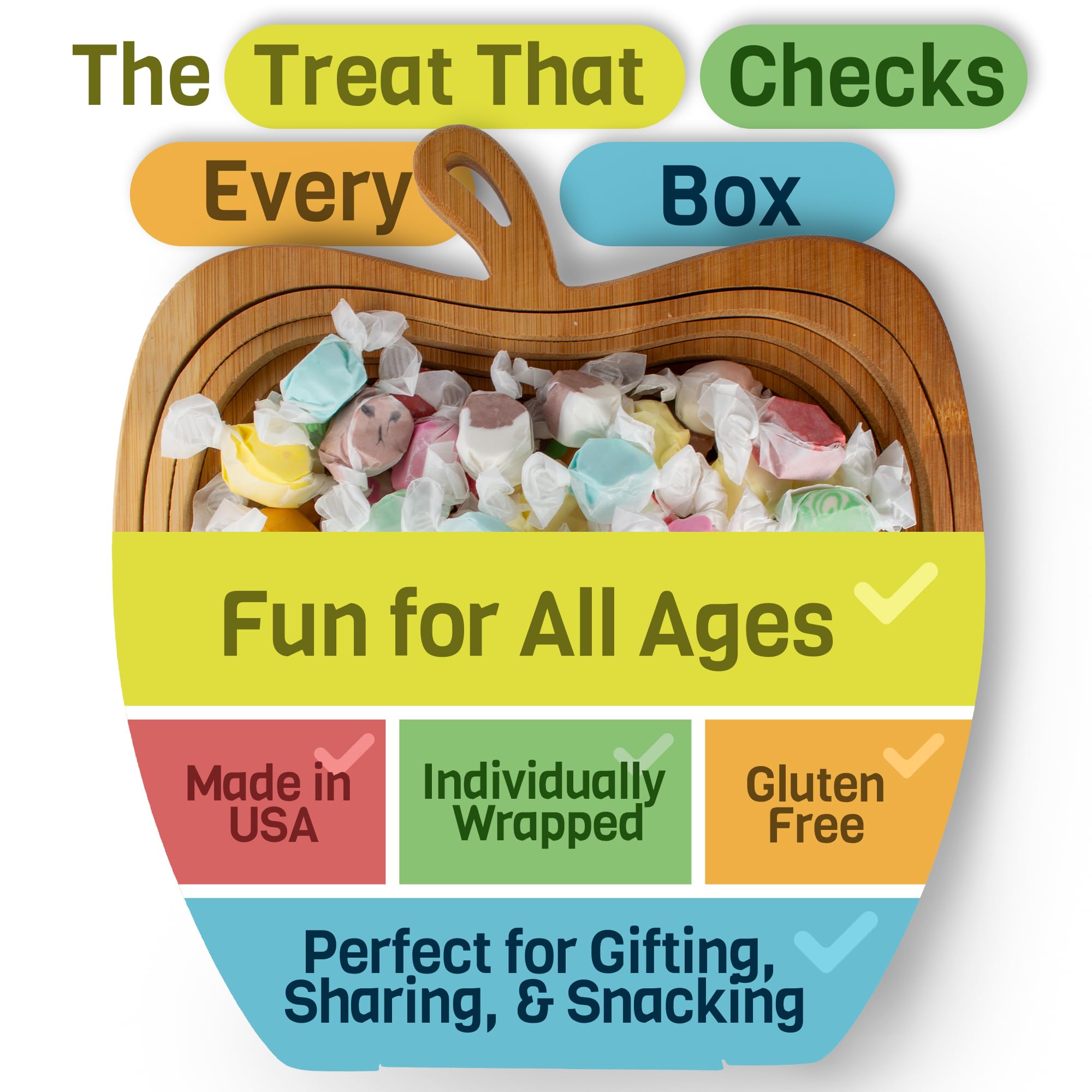 Snackathon Salt Water Taffy pieces are individually wrapped for freshness