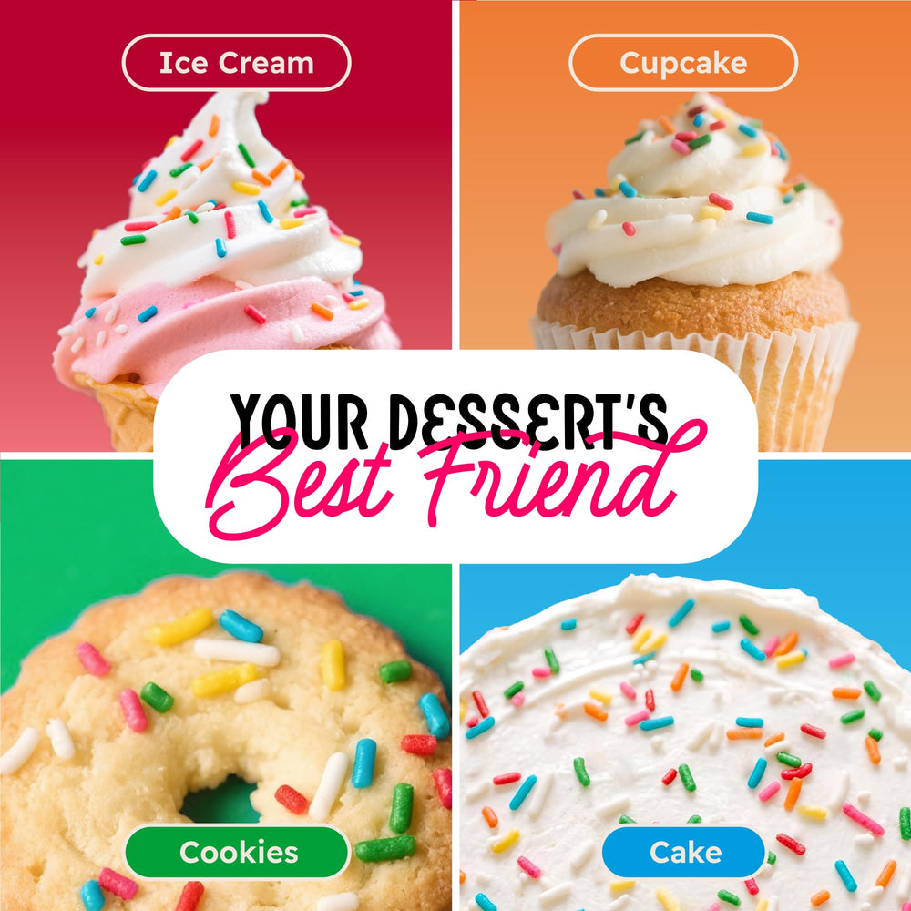 Snackathon rainbow sprinkles dusted on donuts for eye-catching look