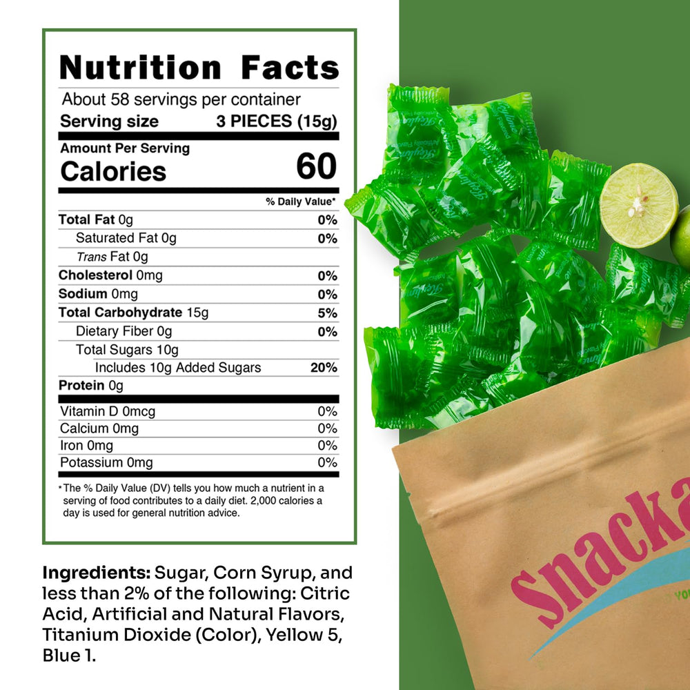 Snackathon Starlight Key Lime, individually wrapped candies for freshness.