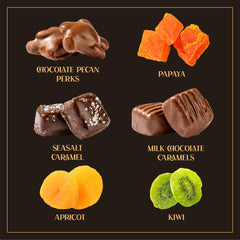 Snackberry chocolate pecans and sea salt caramels featured for a luxurious treat
