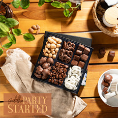 Snackberry Premium Chocolate Gift Box milk chocolate caramels close-up, shareable treat