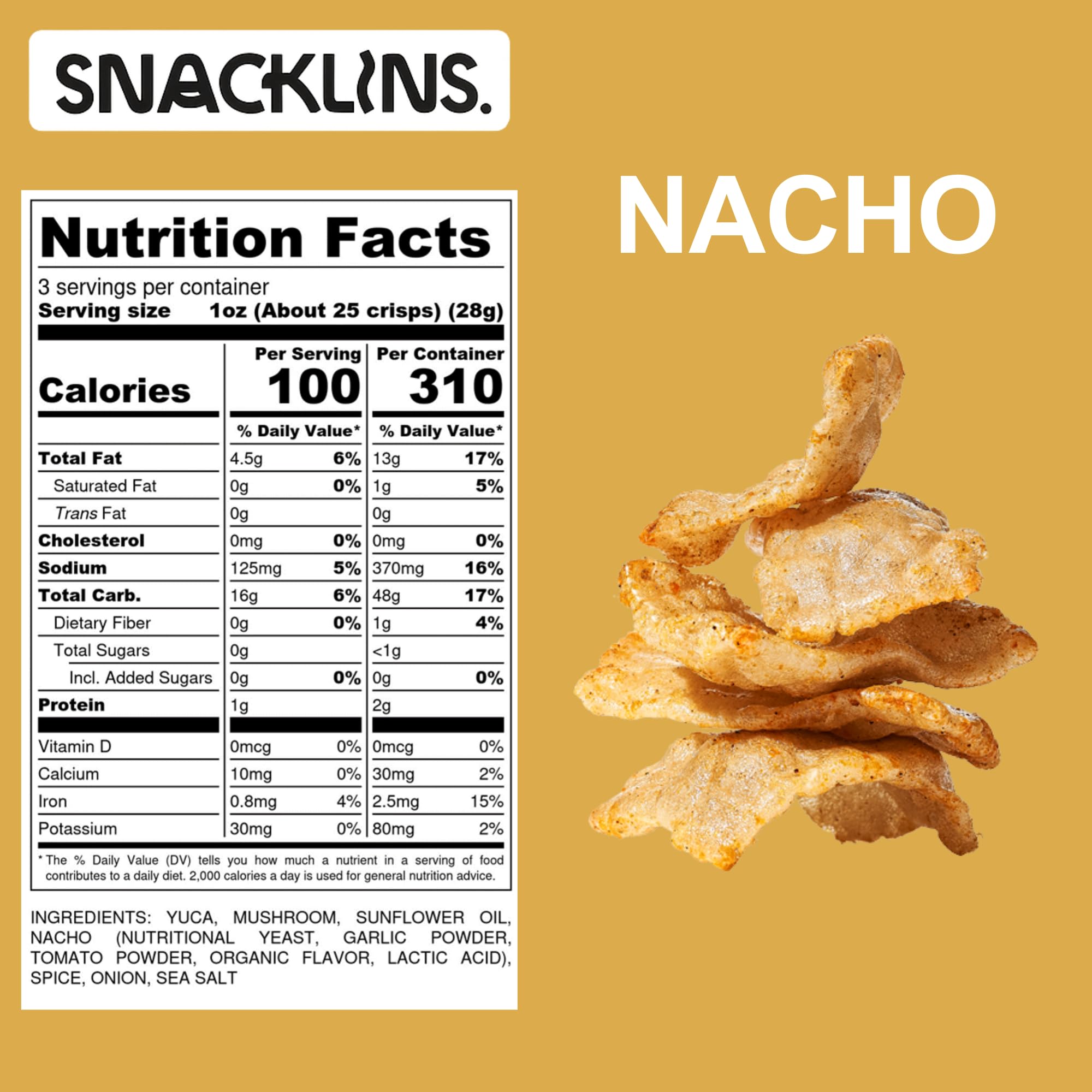 SNACKLINS Nacho Plant Crisps served in a bowl, perfect for sharing at gatherings