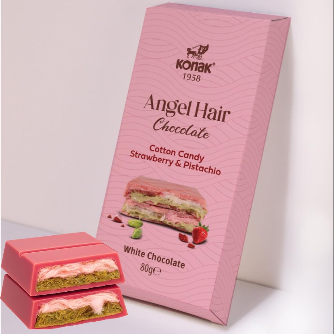 SNACKSIFY TREATS Angel Hair Dubai Bar with pink cotton candy chocolate, ideal gift for chocolate lovers