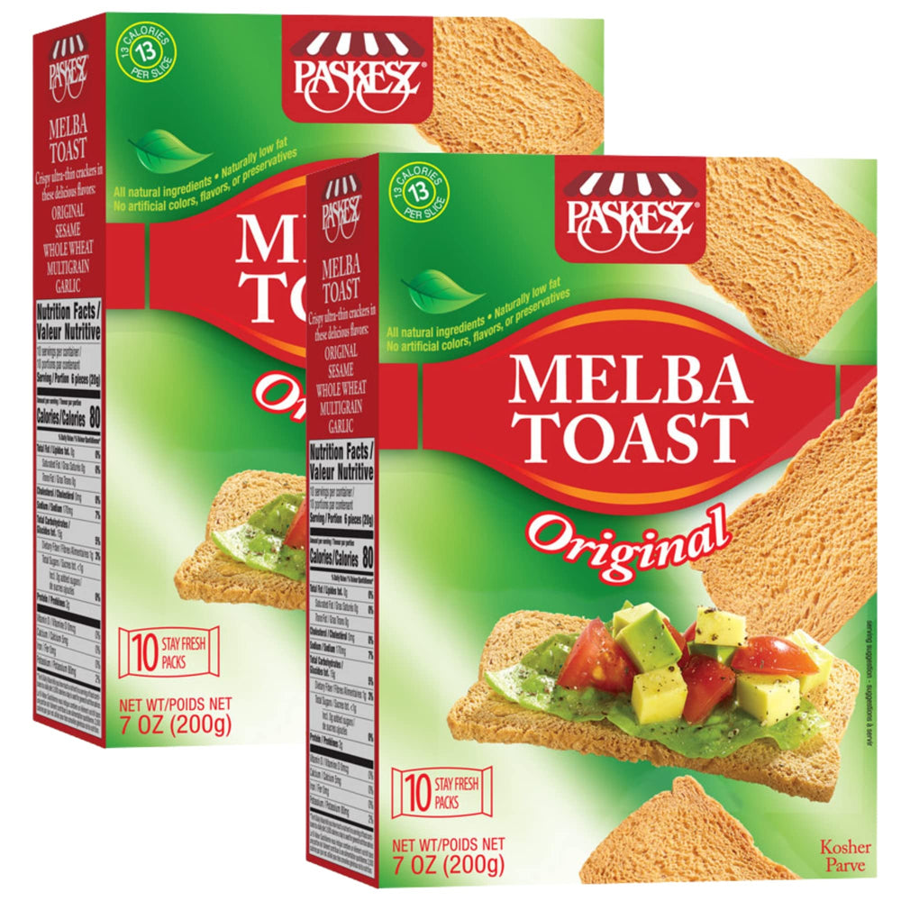 Snacktery Melba Toast Original bundle box offers convenient multi-pack for on-the-go crunch.