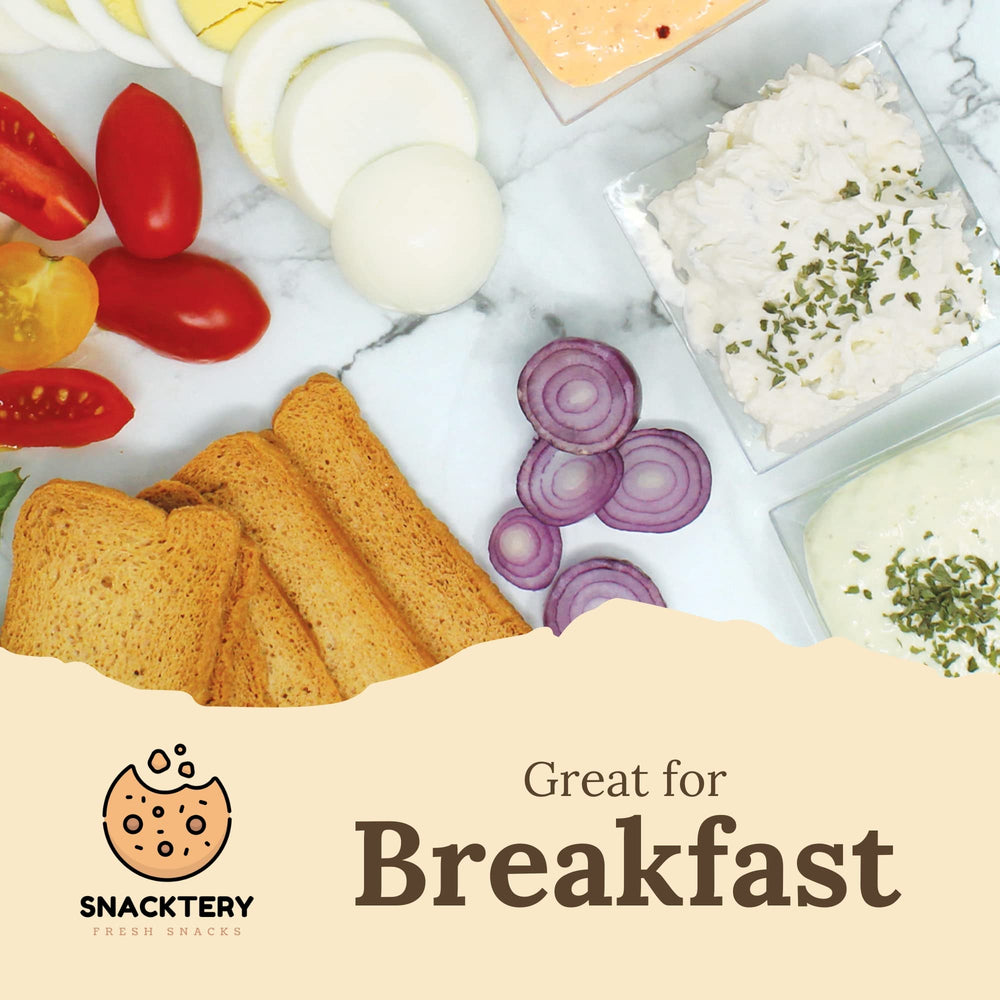 Snacktery Melba Toast Serving Salad Dish presents a light texture perfect for toppings.