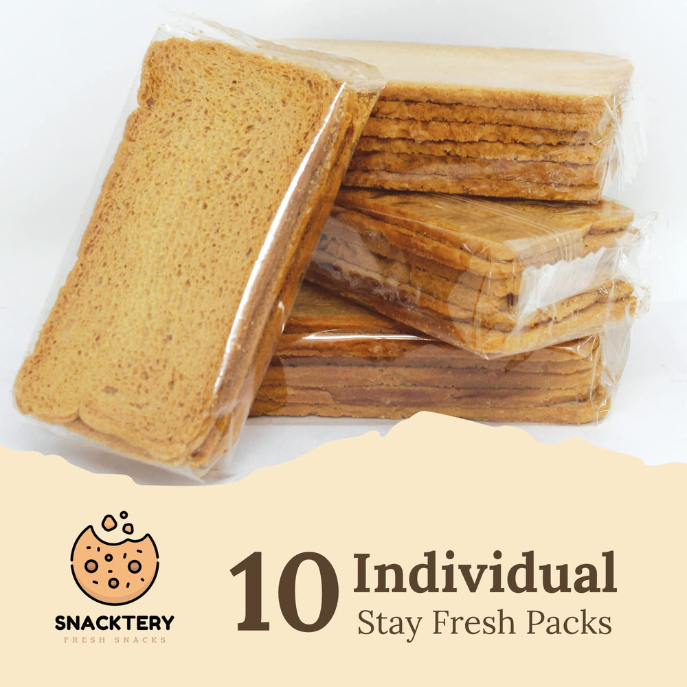 Snacktery Original Melba Toast crackers in a lunch bag for easy snacking