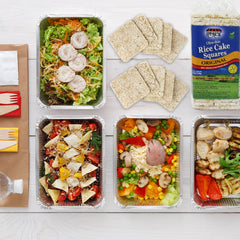 Close-up of SNACKTERY Ultra Thin Rice Cakes crisp, airy texture suitable for toppings.