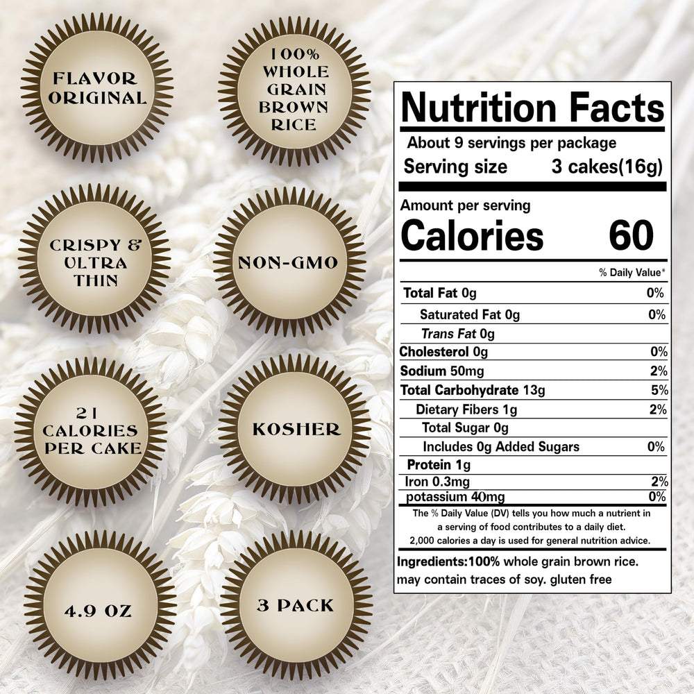 SNACKTERY Ultra Thin Rice Cakes salted pack back reveals ingredients and simple, natural goodness.