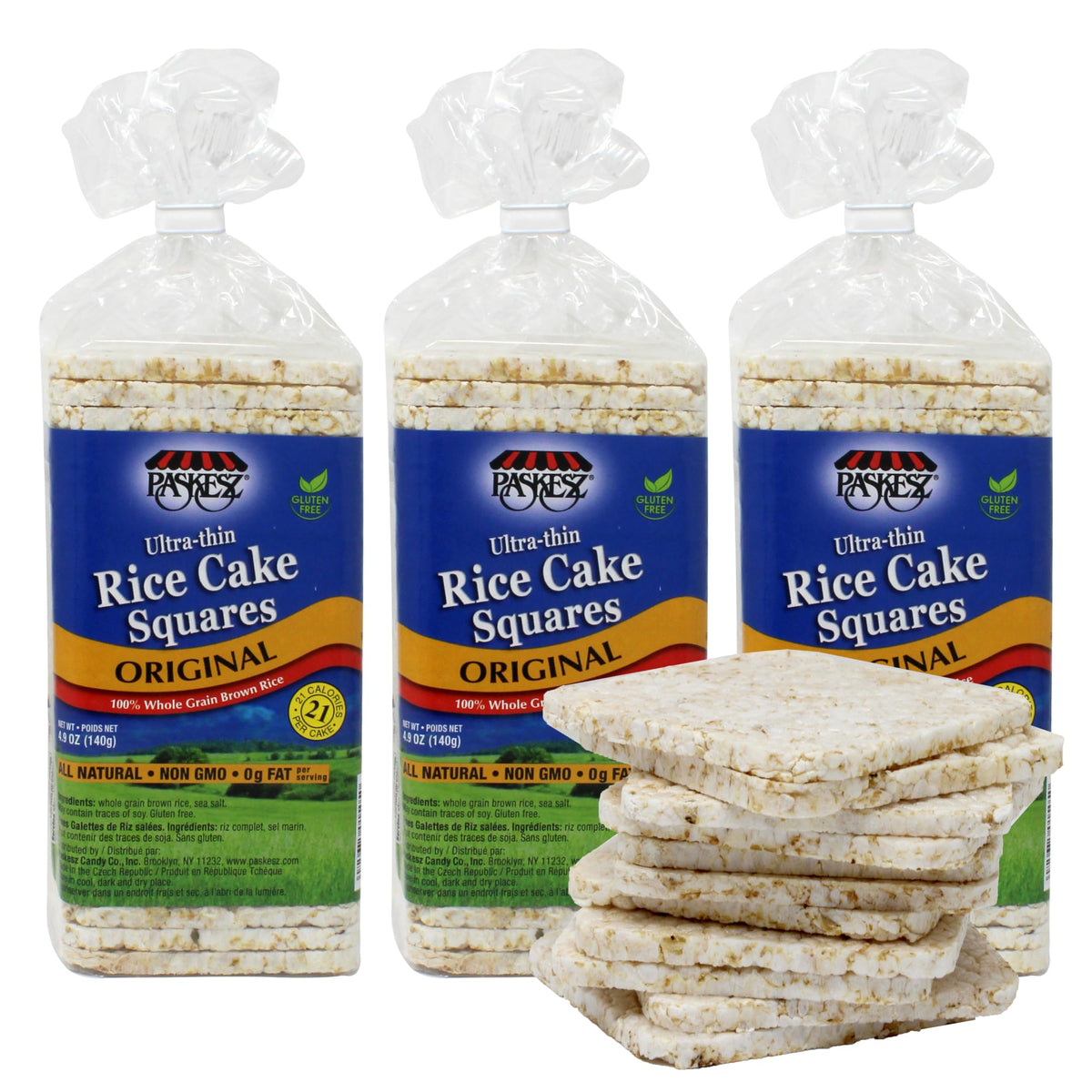 SNACKTERY Ultra Thin Rice Cakes salted pack front showing a healthy, low-calorie snack option.