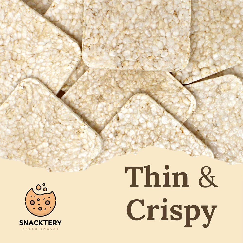 SNACKTERY Ultra Thin Rice Cakes topped with spreads for a quick, versatile snack.