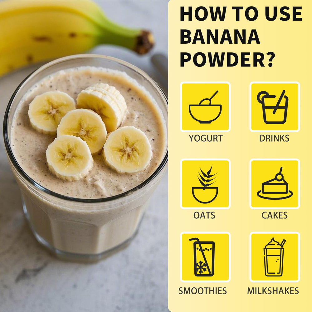 Snafre Banana Powder baking closeup shows rich fruity flavor in muffins and cakes.