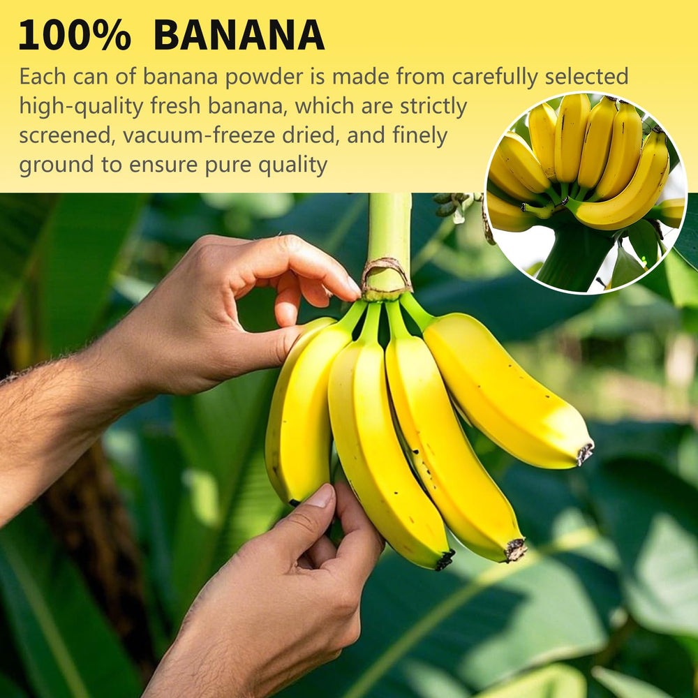 Snafre Banana Powder dispenser demonstrates quick blending into yogurt or oats.