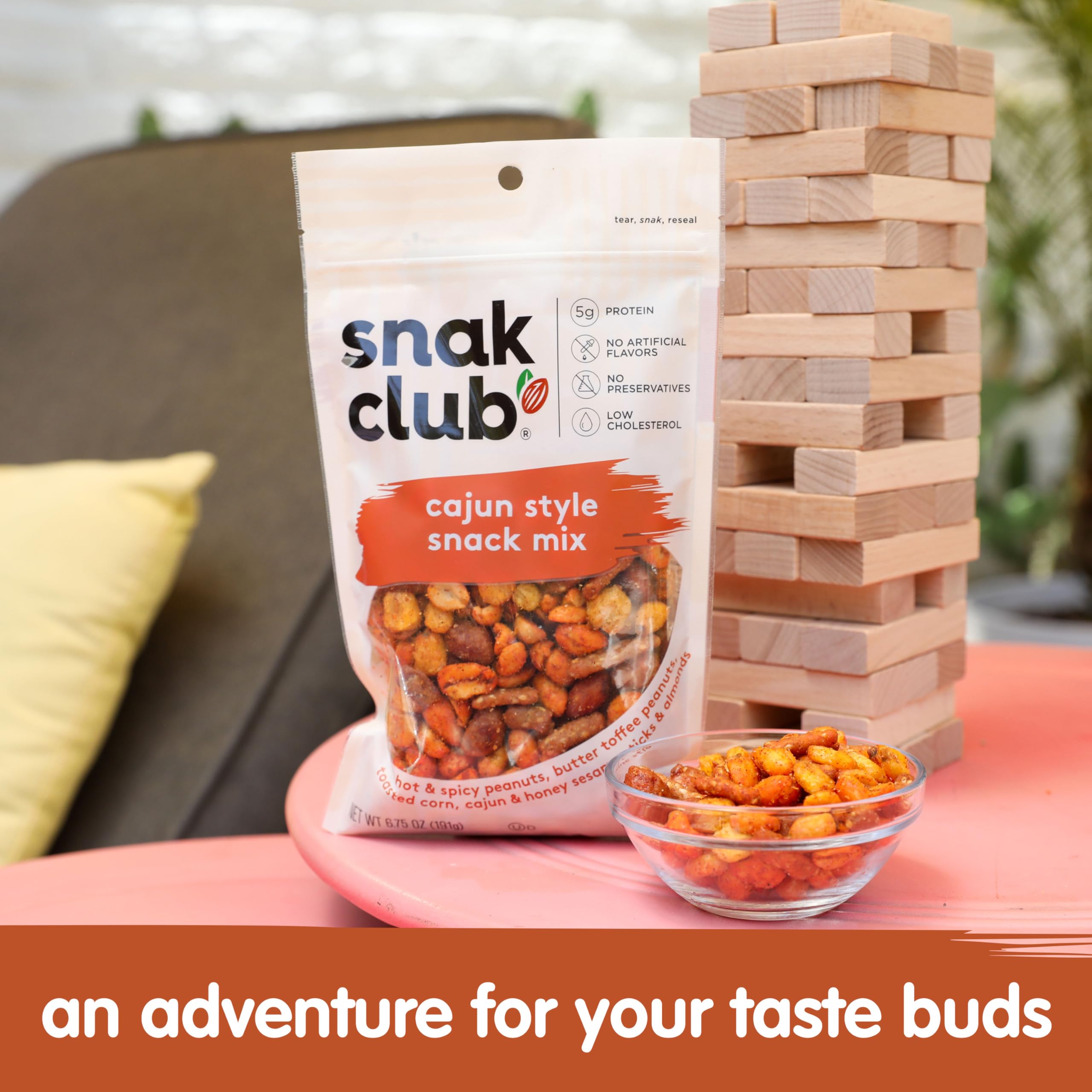 Almonds in Snak Club Cajun mix deliver a crisp, protein-rich bite