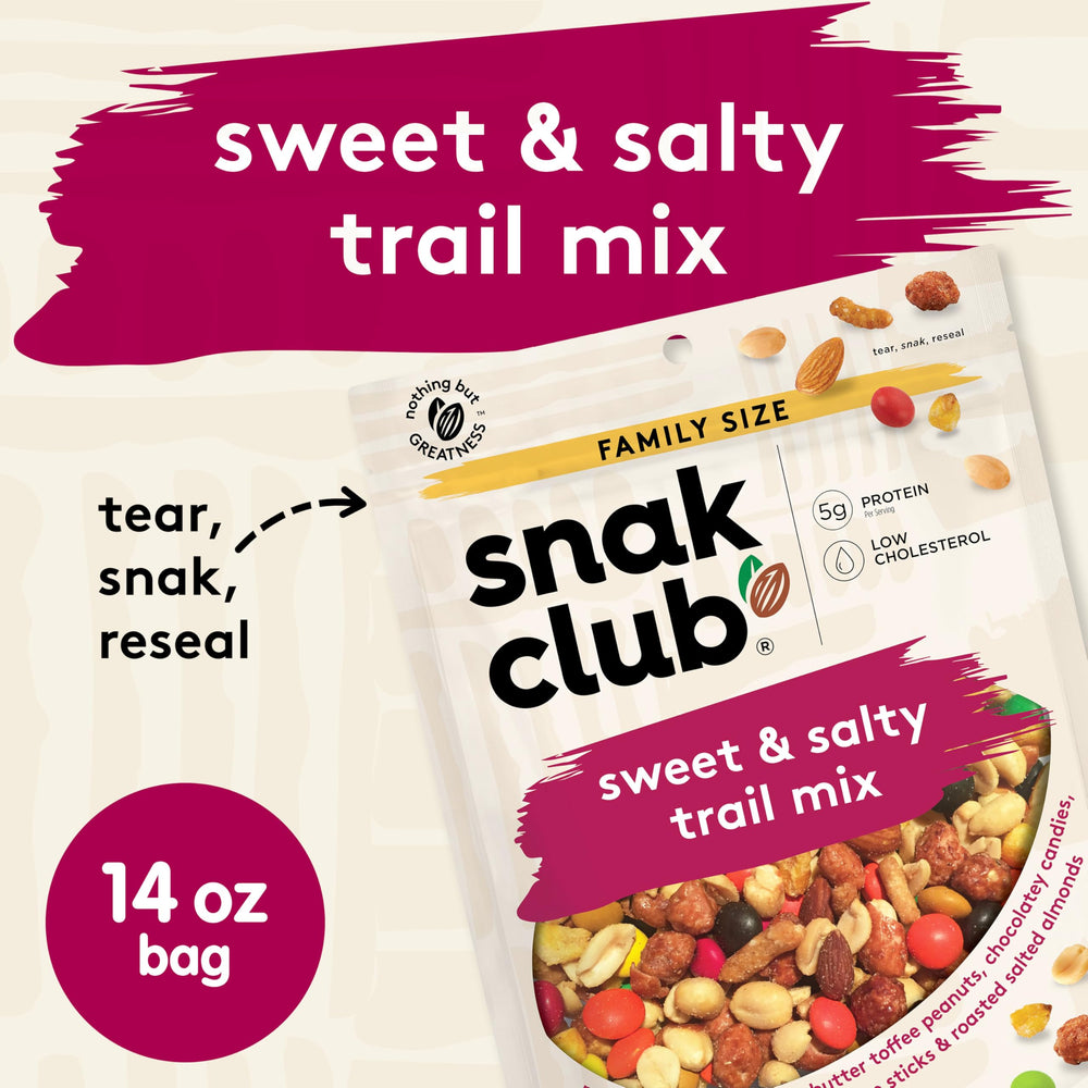 Snak Club chocolatey candies integrated in trail mix