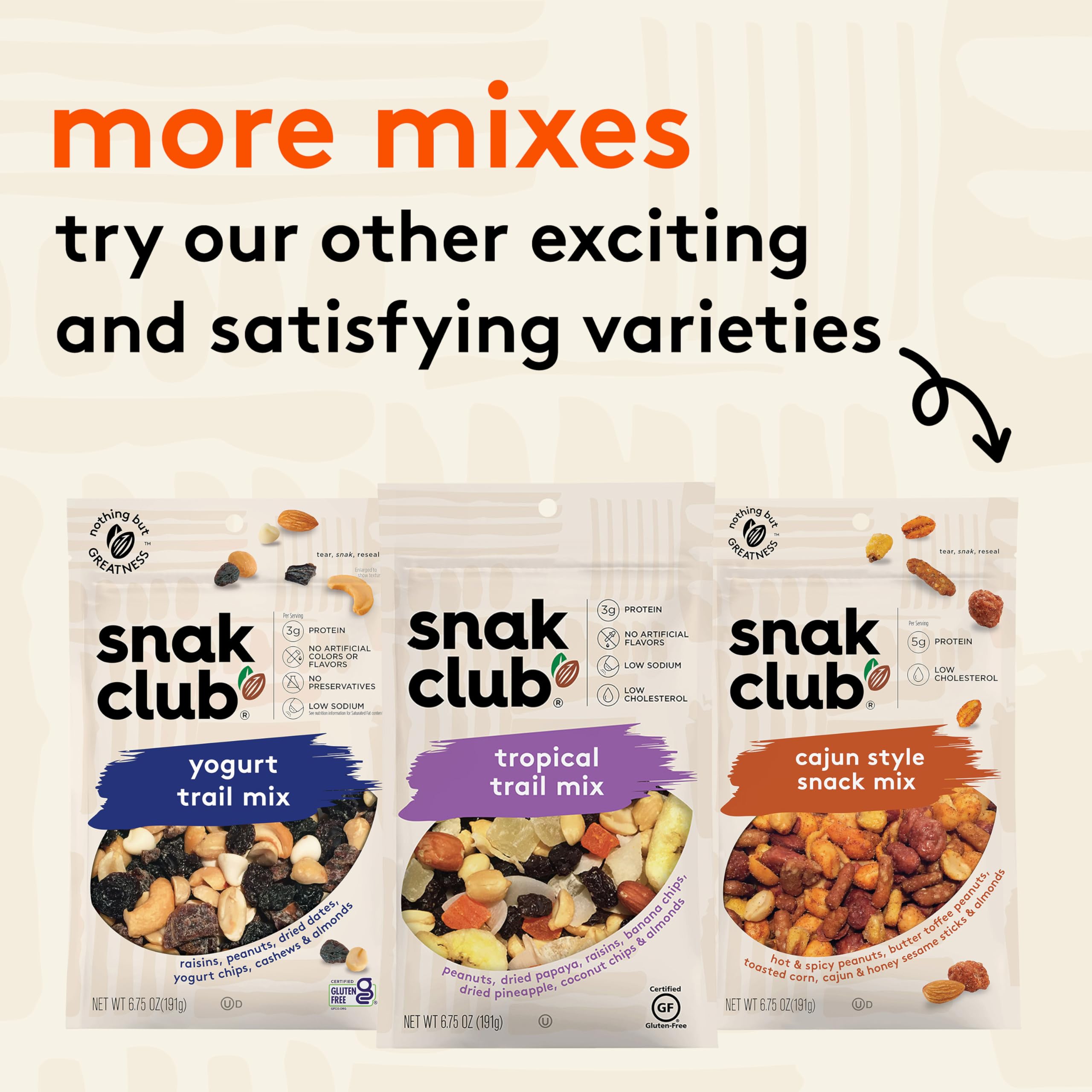 Gluten-free and kosher badges on the Energizer Trail Mix package