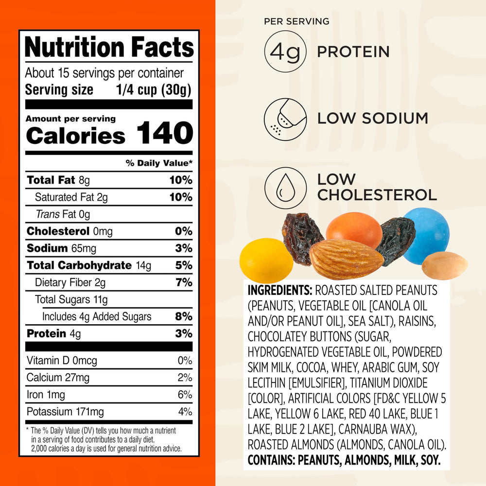 Close-up of Energizer Trail Mix ingredients with nuts and fruits