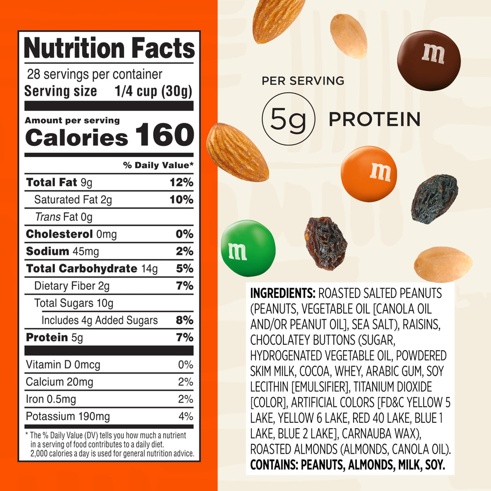 Snak Club Energizer Trail Mix with M&M's candies adding chocolate sweetness.