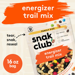 Pouring Energizer Trail Mix from resealable bag for fresh flavor